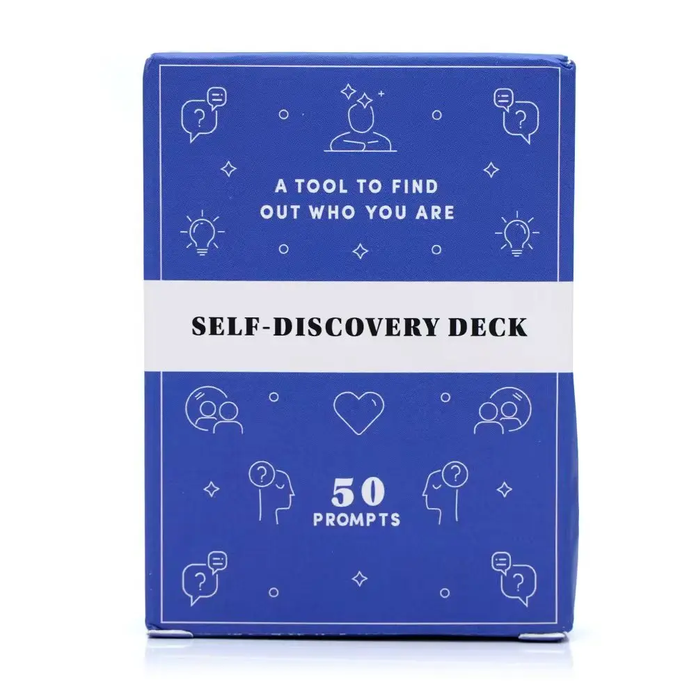 Self-Discovery Cards, Positive Message Card, 50 Engaging Prompts for Personal Growth & Goal Setting, Inspirational Affirmations for Daily Reflection, Box