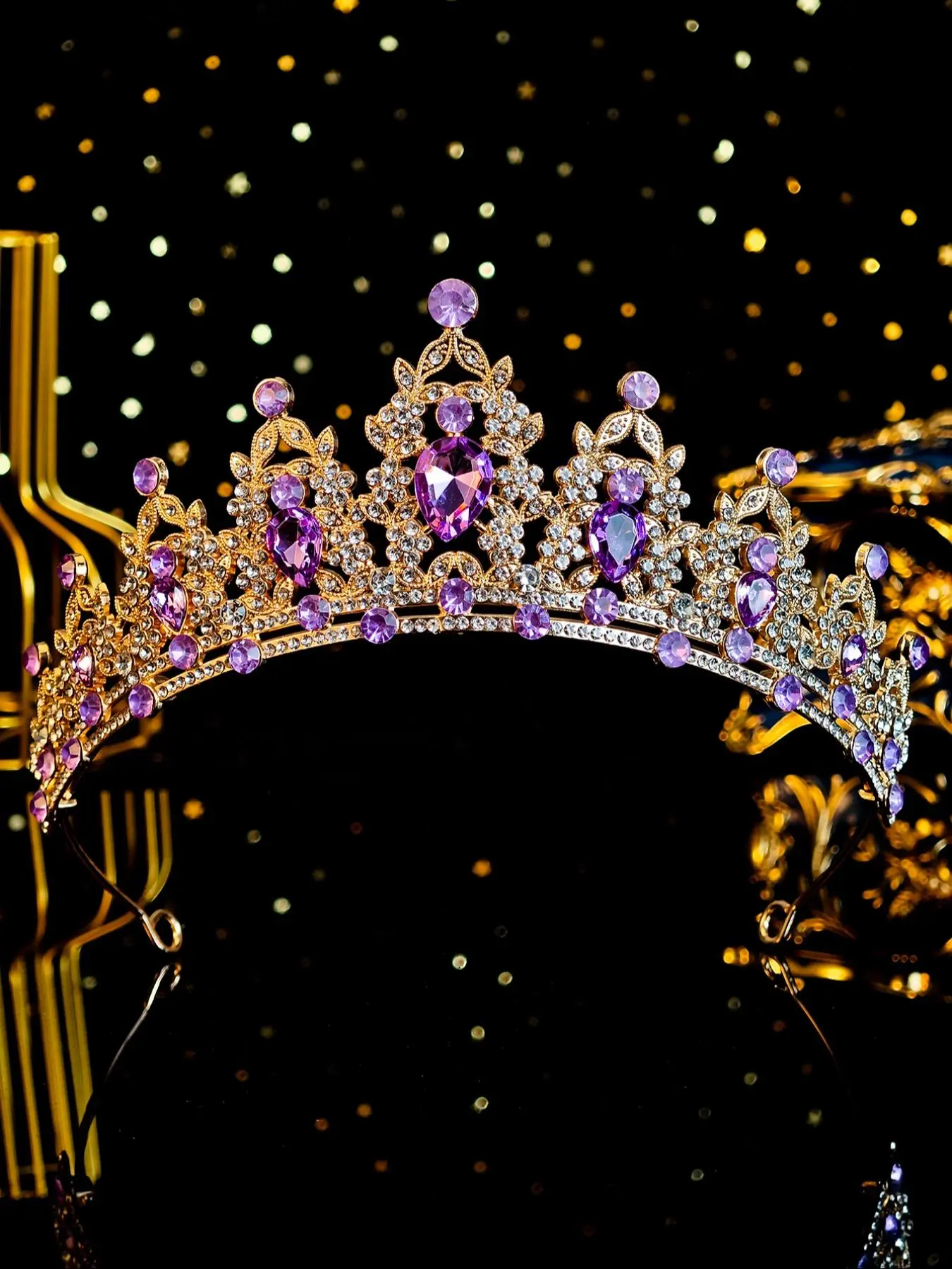 Elegant Rhinestone Decorated Crown Tiara, Fashion Alloy Bridal Crown Tiara Jewellery for Wedding & Birthday Party, Perfect Gift for New Bride & Party Guests, Elegant Crown Design