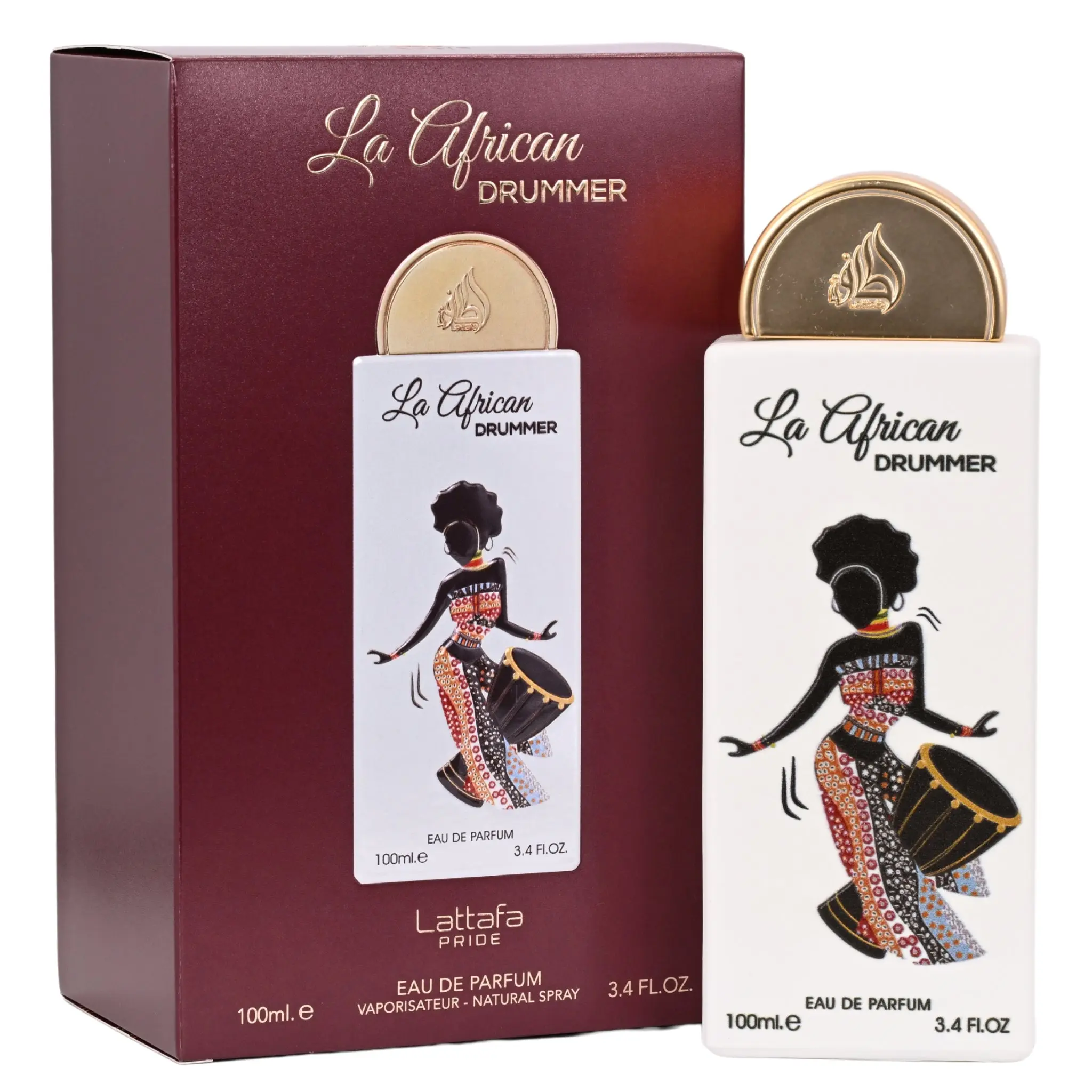 Lattafa Pride La African Drummer Eau de Parfum - Unisex Fragrance Spray with Amber Vanilla & Coconut, 3.4 fl oz/100 ml, Africa, Vanilla Scents