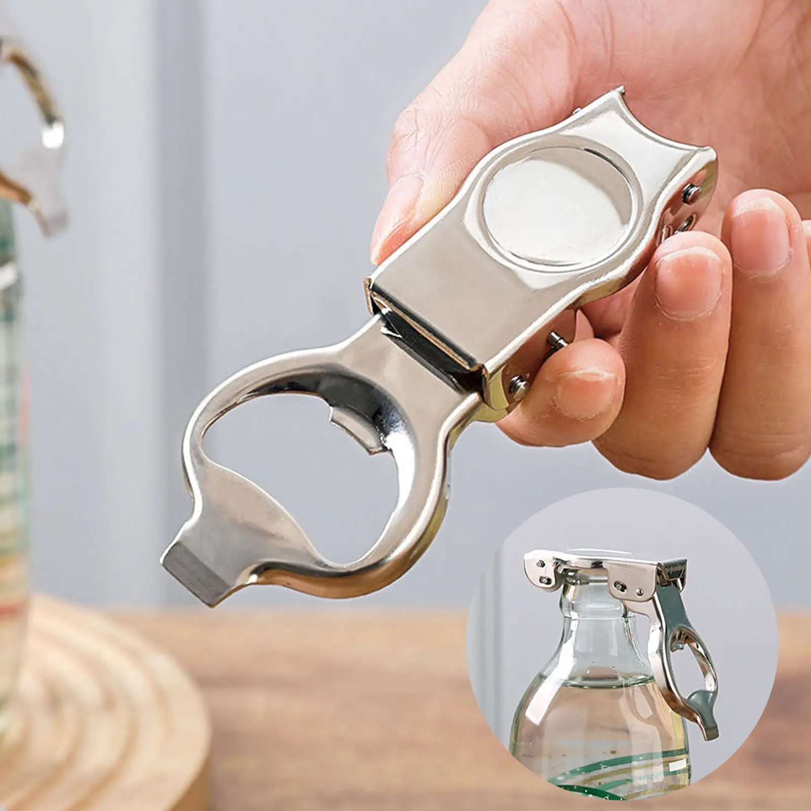 Stainless Steel 2-in-1 Opener and Sealer Kitchen Utensil - Silver Tool for Glass Beer, Soda Containers, Two-In-One