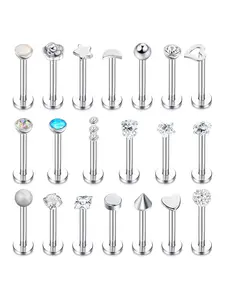 Stainless Steel Forward Helix Monroe Labret Lip Nose Studs, Side Labret Jewelry, Cz Balls Heart Flower Medusa Piercings, Body Jewelry for Men Women, Nose Rings, Nose Disc, Nose Rings Set