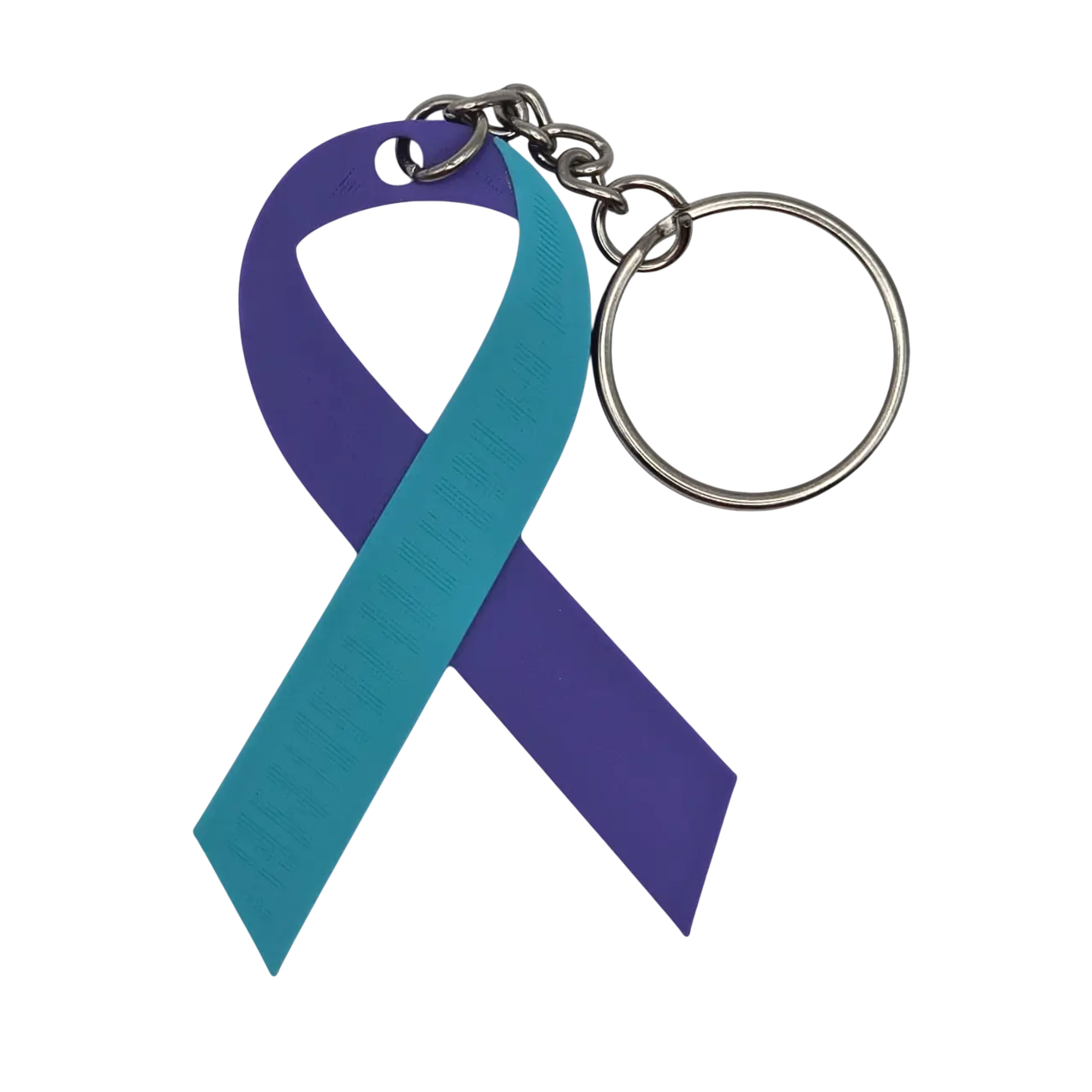 Suicide Prevention Ribbon Keychain with Double Ring Purple & Teal Awareness Symbol Lightweight Durable Metal Clip-on Accessory for Mental Health Advocacy