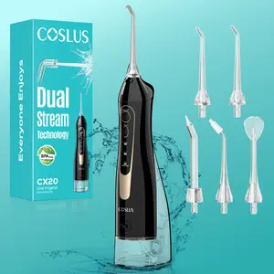 COSLUS CX20 All-New Upgraded Cordless Water Flosser - 300ML Portable Oral Irrigator with 5 Jet Tips, Multi-Modes, Rechargeable IPX7 Waterproof Teeth Cleaner, Oral Plaque Remover, Braces Care, Summer Essentials, Deals For You Days