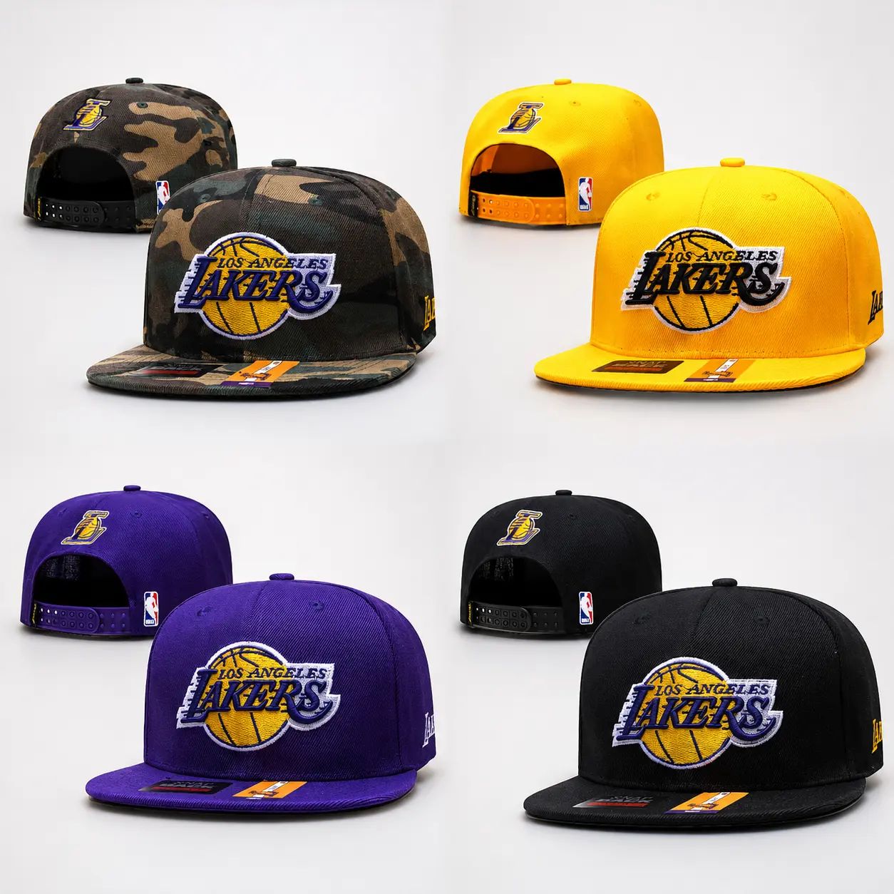 Los Angeles Lakers Multi-Style Hat Collection, Embroidered Snapback Trucker Baseball Caps, Adjustable Basketball Fan Streetwear Hats, LA Lakers
