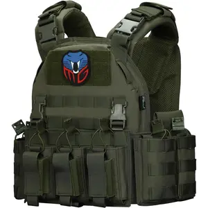 Tactical Vest with Molle System, Adjustable Airsoft Vest for Men, Includes Mag Pouches & Placards, Compatible with Accessories for Outdoor, Training and Airsoft Games