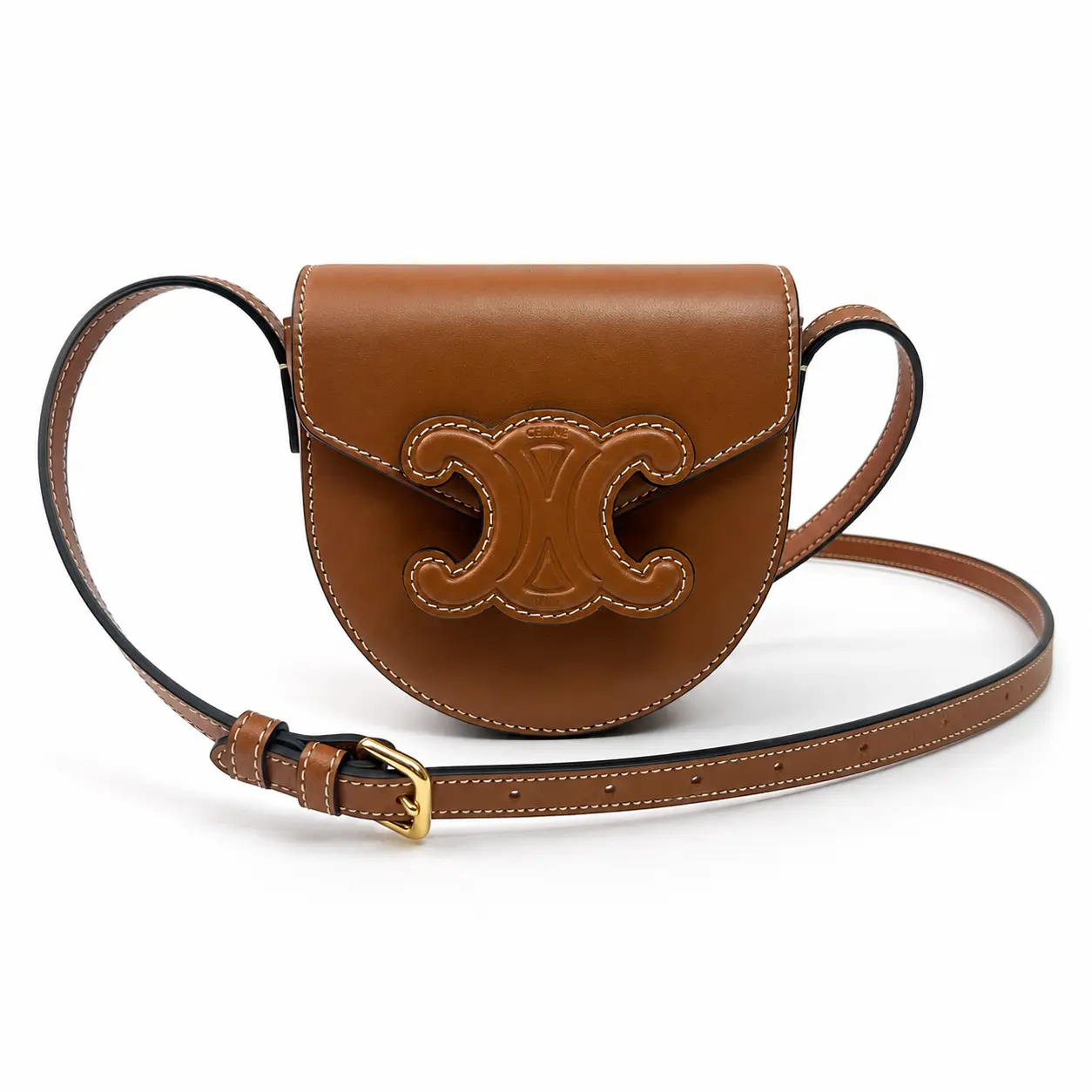 Pre-owned Celine Mini Triomphe Saddle Crossbody Bag D0238