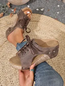 Women's Summer New Thick Sole Waterproof Heeled Sandals, French Open Back Square Toe Chunky Heel Fish Mouth Slippers