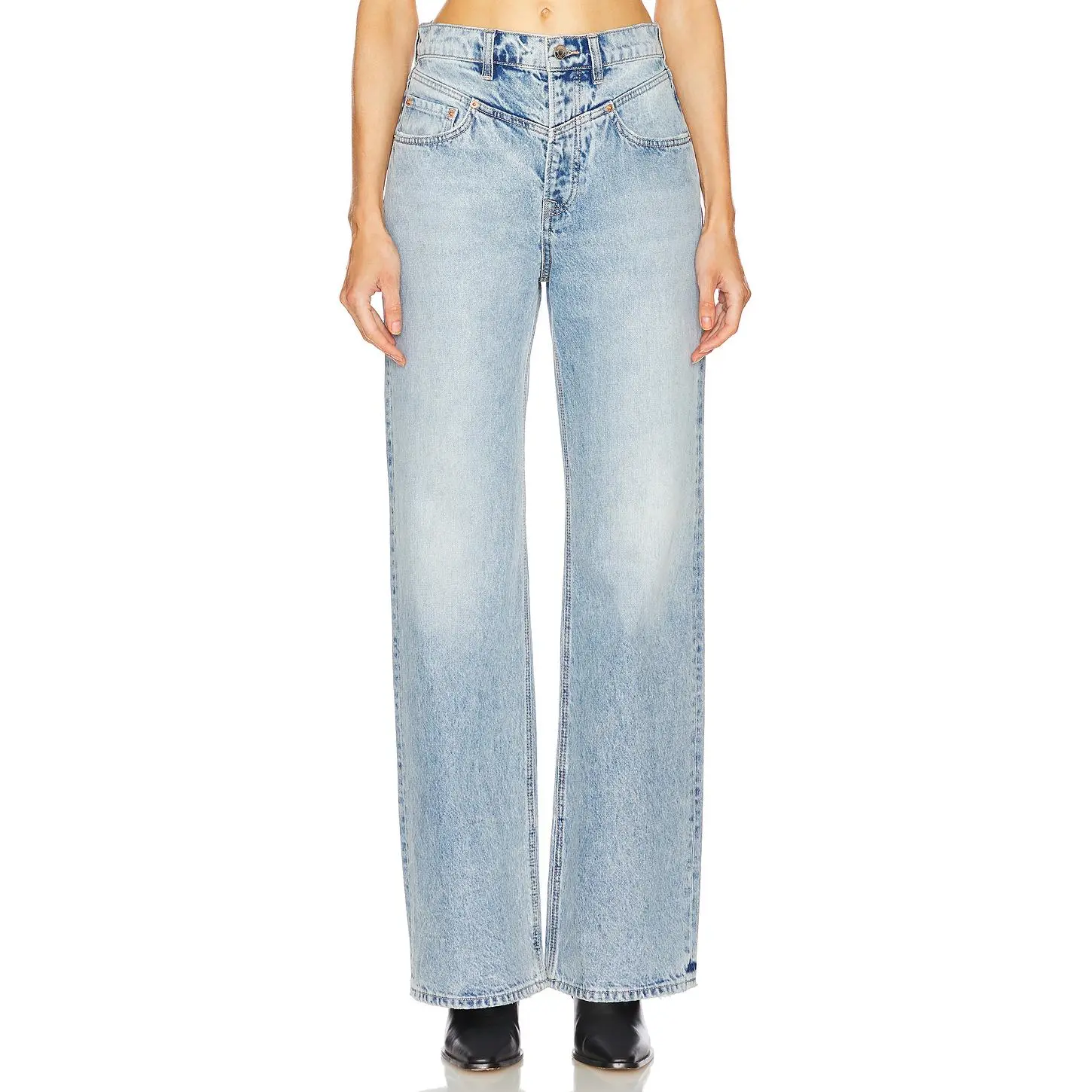 GRLFRND Katya Seamed Loose Wide Leg Jeans in Azusa