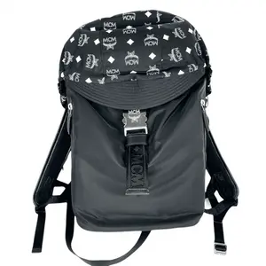 Pre-owned MCM Nylon Backpacks Black Luft Hoodie with Detachable Hood Backpack