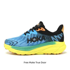 Vibrant Teal Black Knit Low Top Marathon Sneakers Oversized Shock Absorbing Gradient Lime Platform Midsole Breathable Mountain Gym Daily Walking Shoes For Men Women