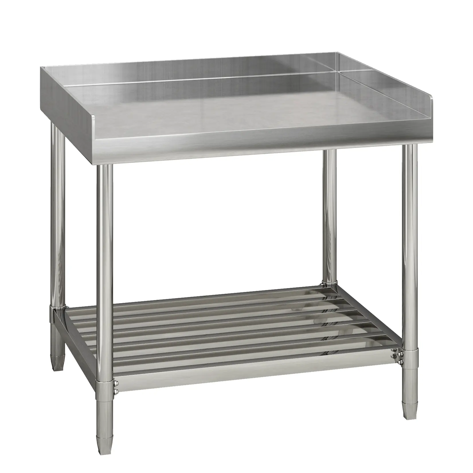 Garvee Single Unit Rectangular Silver Stainless Steel Table with Backsplash, 36x30 Inches for Kitchen, Restaurant