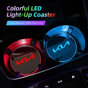 2pcs Car Luminous Water Cup Pad LED Atmosphere Light Car Interior Accessories Car Decorations For KIA Carnival Niro EV9 K8 Forte Cerato Sportage Ray EV Telluride Seltos Cadenza RIO EV6 Stinger Ceed Picanto Sorento Borrego K5 K9 Syros Optima Sonet EV3