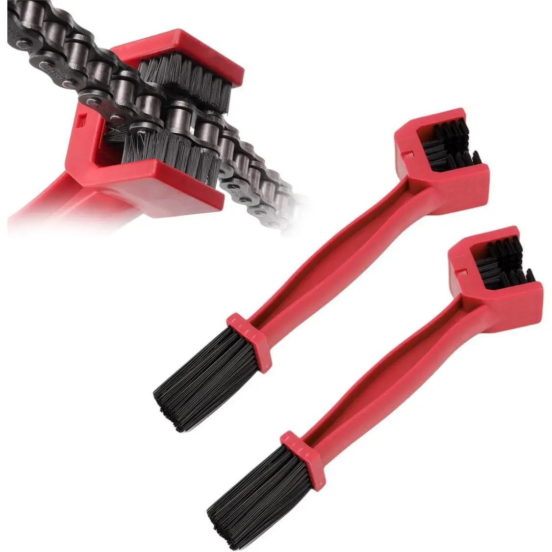 2 count  or  Chain Washer, Multifunctional  Chain Gear Cleaning Brush, Chain Dirt Clean Brush Cleaner for Bicycles ,  Accessories (Red+Red)