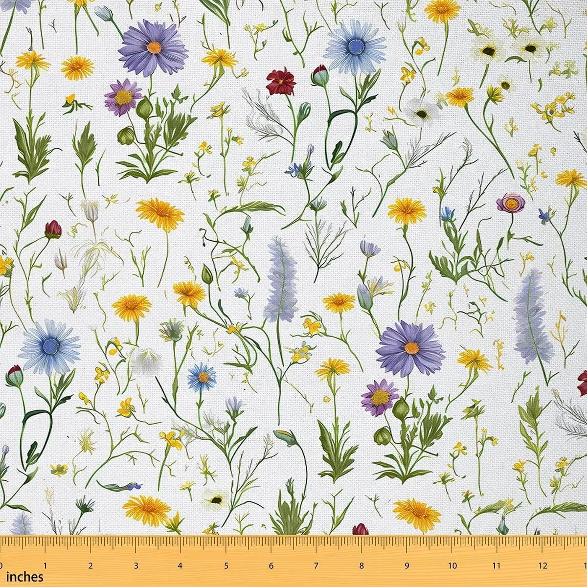 Floral Upholstery Fabric Chairs,Botanical Flowers Fabric,Natural Theme Decorative Upholstery and Home DIY Projects,,White