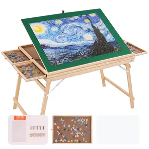 VEVOR 1500 Piece Puzzle Table with Folding Legs, TikTokShopBlackFriday, 4 Drawers and Cover, 32.7"x24.6" Wooden Jigsaw Puzzle Plateau, Adjustable 3-Tilting-Angle Puzzle Board, Puzzle Storage System for Adults, Gift for Mom