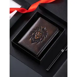 2026 NEW Men's Vintage Genuine Leather Trifold Front Pocket Slim Wallet RFID Blocking with ID Window & 8 Credit Card Slots