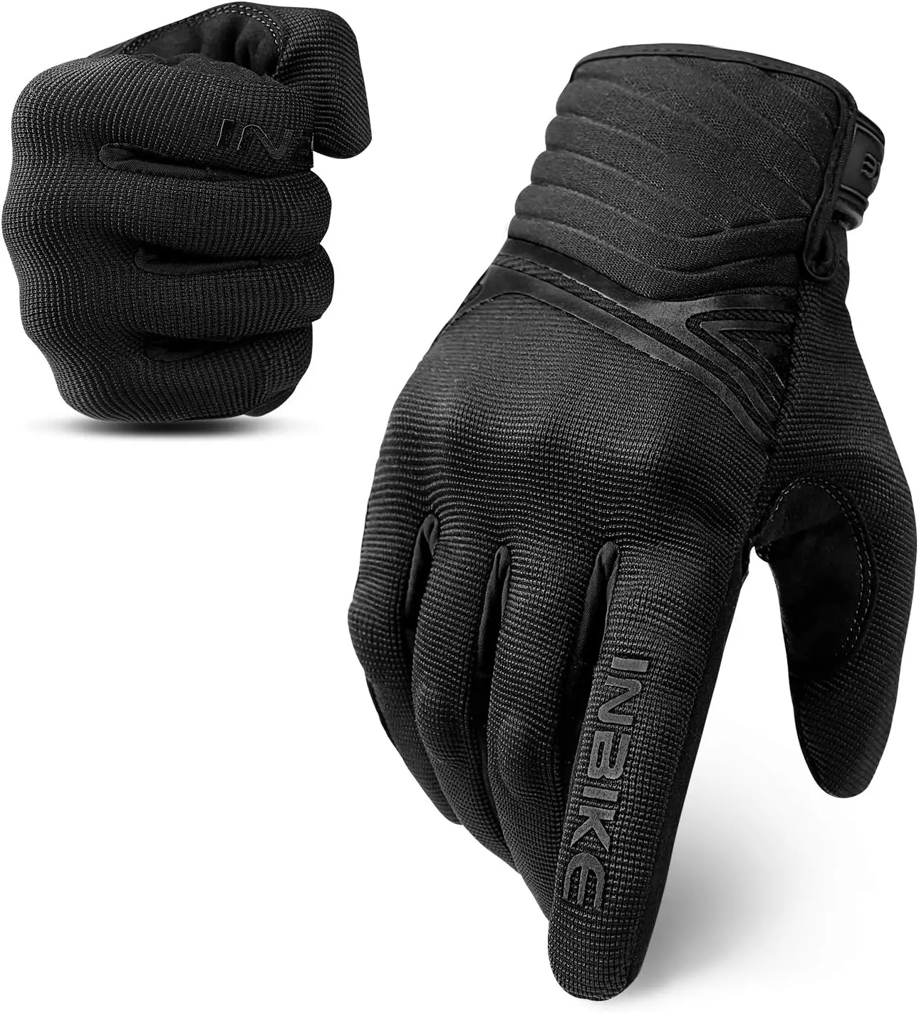 INBIKE Comfortable Polyester Moto Gloves, Breathable Mesh, Touchscreen-Compatible, TPR Palm Pad, Hard Knuckles, Stretchy Cuff, Quick On-and-Off Synthetic Motorcycle Powersports Racing Protective Gear