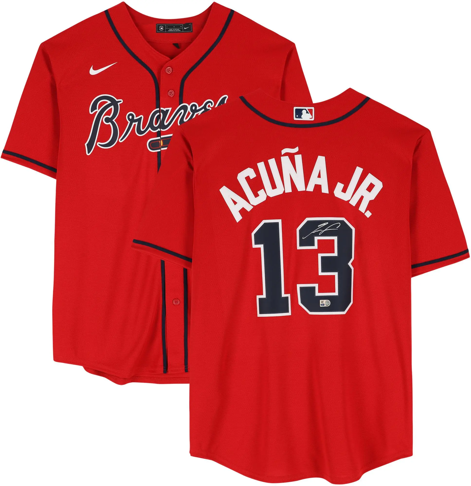 Ronald Acuna Jr. Atlanta Braves Autographed Red Nike Replica Jersey - Fanatics Authentic Certified