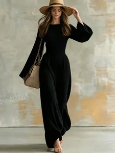 Western Cowboy Style Slim Fit Bell Sleeve Casual Women's Dress, Trendy Cross-Border Fashion, Perfect for European and American Markets