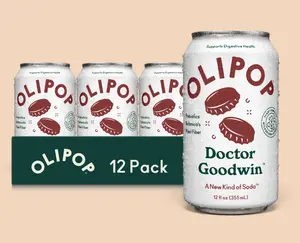 OLIPOP Doctor Goodwin Prebiotic Soda – Low Sugar Spiced Fruit Cola Drink (Pack of 12)