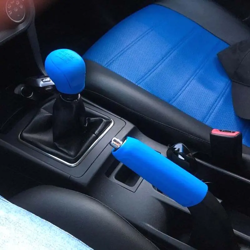 2PCS Premium Silicone Shift Gear Knob & Handbrake Cover Set - Durable Stylish Car Accessories for Auto Interior - Instantly Enhance Driving Experience with Protective Grip and Fashionable Design