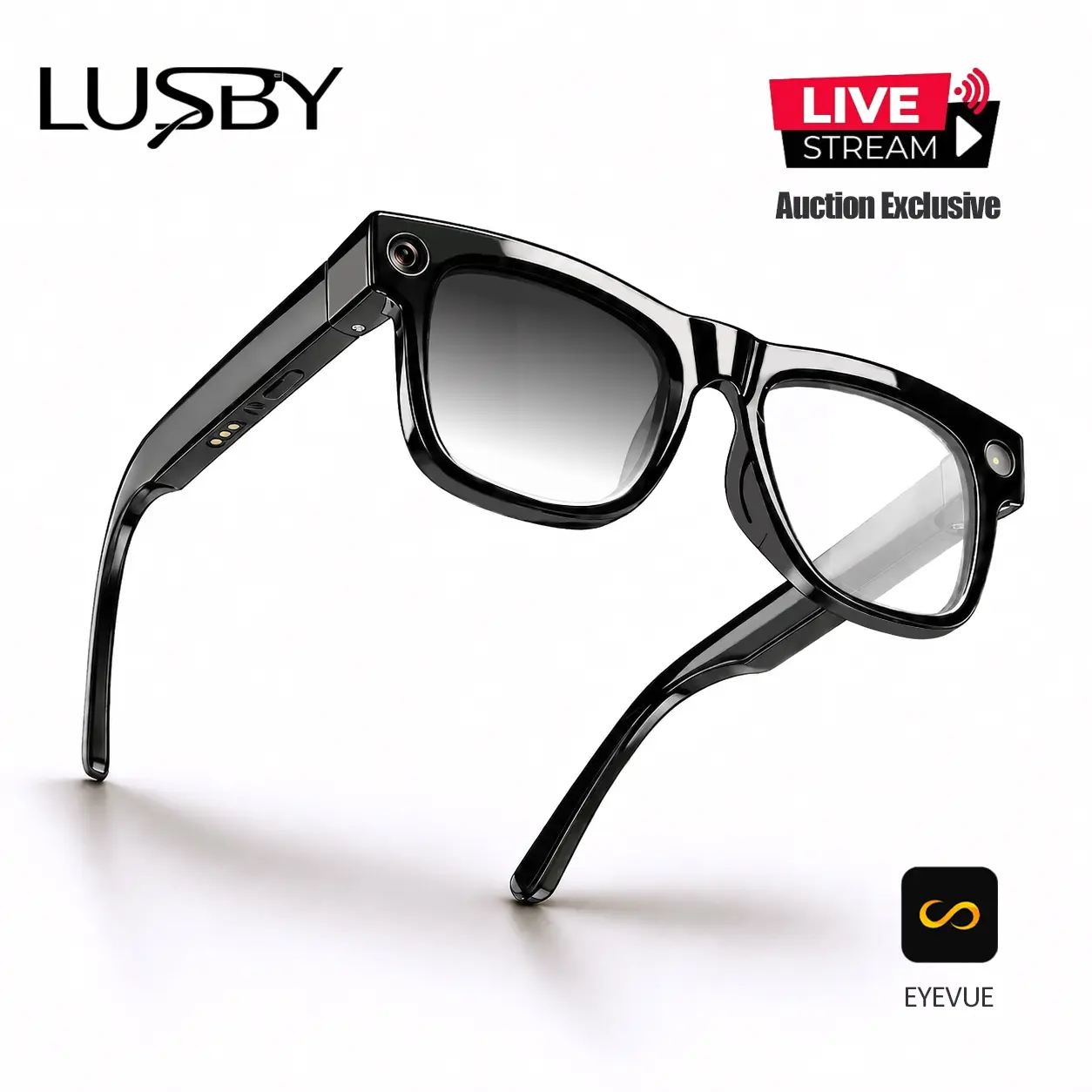 LUSBY 8MP Wearable Classic Bluetooth Camera Glasses (Glasses That Record), 260mAh Battery, Hands-Free POV Photo & Video Recording, Magnetic Charging, Touch Control, Wireless Calls & Music, 36g Lightweight Unisex Smart Sunglasses, Cameraglasses, Sunglasses