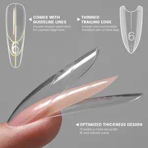 YOKEFELLOW Original Sandwich Nails Dual Forms W557 Almond Round Nail Mold for Quick Nails Extension Reusable Nail Forms 240PCS/BOX 15 Size Nail Extension Upper Forms No Paper Forms Needed Plastic Form Salon Nail Art Tools