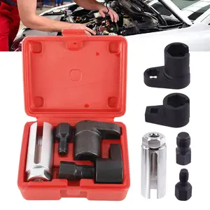 Compact Oxygen Sensor Sleeve & Disassembly Tool Set - Chrome Moly Build, Low Profile, Wiring Safe, Offset Lever, Slotted Shape for Car Repair Workshops, Sensor Removal
