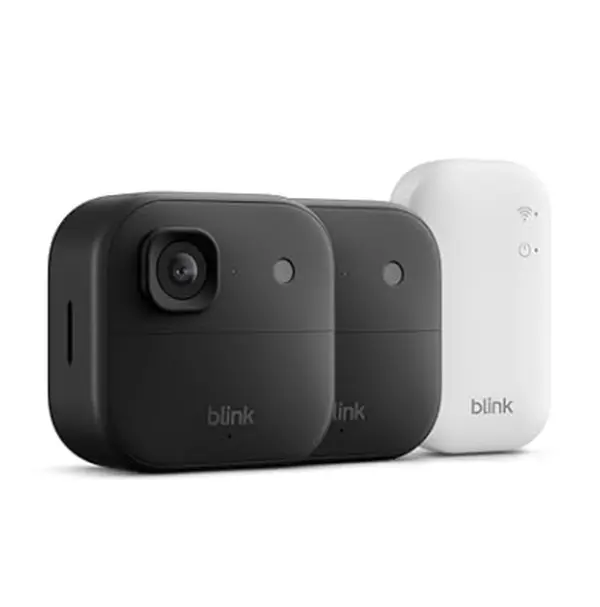 Blink Outdoor 2K+ (newest model) — Wireless smart security camera, 2K video resolution, enhanced audio, two-year battery. Sync Module Core included — 2 camera system (Black)