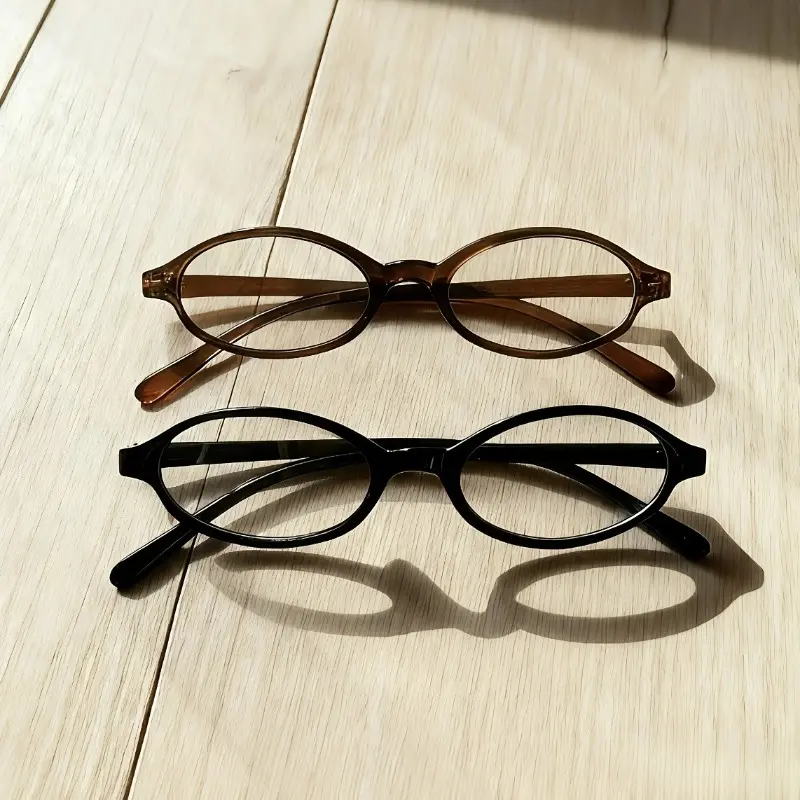2 Pieces Oval Small Frame Clear Lens Glasses Y2K Retro Fashion Eyewear Women Men Daily Styling Lightweight Decorative Comfort, Bluelight Fashion Glasses, Unisex Fashionable Glasses