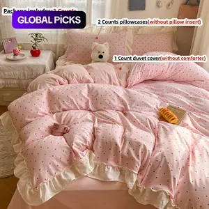 Korean Style Polka Dot Bedding Set, Includes Duvet Cover & Pillowcases, no insert, Bedroom Bedding Set, Breathable Fabric, All-Season Use, Easy Care, Perfect Gift, Soft Bedding Sets #GLOBAL PICKS