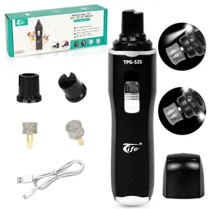 Rechargeable LED Pet Nail Grinder for Dogs & Cats, Ultra Quiet Electric Dog Nail Trimmer, 2-Speed Powerful Pet Nail Grinder Kit, Wireless Waterproof Grooming Tool for Small Medium Large Pets, Safe & Painless Claw Care