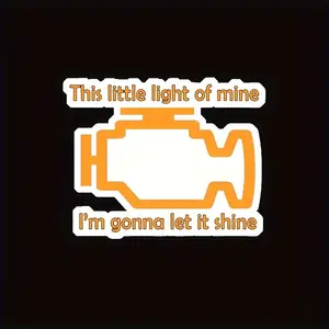 1PC Trendy Humorous "Check Engine Light" Logo Sticker - For suitcases, desktop ornaments, car merchandise. Check engine light shape + contrast lyrics design shows cool vibe. Add eye-catching car humor details. A great choice for car culture trendy decor!