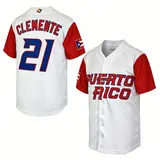 Roberto Clemente 21 Puerto Rico White Embroidered Baseball Jersey - Legendary Design, Athletic Top, Sports Tops, Fashion Jerseys, Commemorative, Ideal for Sports Fans & Game Day, Do Not Bleach, Line Dry,outdoorfun
