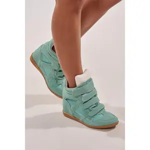 AZALEA WANG BRYANT TEAL WEDGE SNEAKER