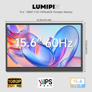 LUMIPIX  Portable Monitor 15.6 Inch 1080P FHD IPS Gaming Display Monitor with USB-C & HDMI, Ultra-Slim External Second Screen with Smart Cover & Speakers for Laptop, Xbox，PC, Mac, Phone, PS5, Switch