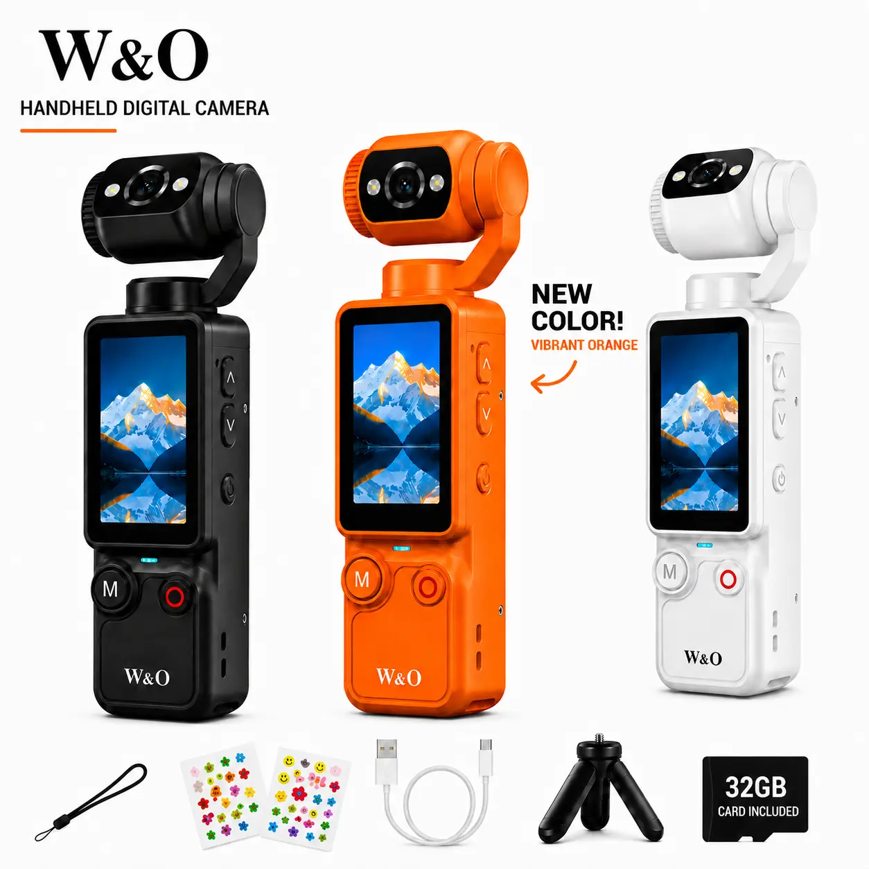 W&O Handheld Pocket Vlogging Camera - 2.5K Ultra HD Video Recorder &  Digital Camera with 180° Rotating Lens, Portable Travel Gadget for Content Creation