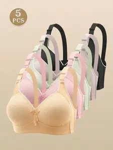 3/6PC-Piece Set! Women's Wireless Push-Up Bra, Adjustable Hook & Eye Soft Breathable Daily Versatile Lingerie