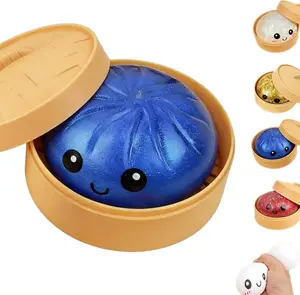 Squishy Dumpling Stress Balls for Adults, Dumpling Squishy Toys for Kids, Dumpling Fidget Sensory Toy,3.15 inches in Diameter Squeeze Dough Ball Stress Relief Toy, Stretchy Stress Ball Squish Toys