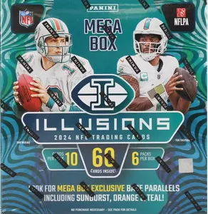 2024 Football Illusions Mega Box (Jayden Daniels, Bo Nix, Drake Maye, JJ McCarthy, Malik Nabers, Caleb Williams, Michael Penix Jr, Brock Bowers)