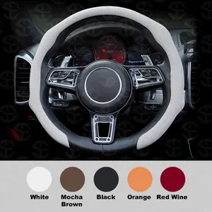 SUPEREVER Napa Leather Car Steering Wheel Cover - 15 Inch, 4-Season Universal Fit, Enhanced Grip, Elevated Style, Non-Bulky & Modern Design, Anti-Slip, Sweat-Absorbent, Comfortable & Premium Quality