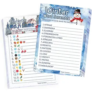 27 count Winter Party  Merry Christmas  for Families Holiday Paper  Cards Double Sided Printed Xmas  Scramble Guessing Card Adult Family Large Groups Activity Supplies with Answer Key