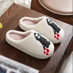 EZ Grim Reaper Plush Slippers for Indoor Wear - Slide-In Flipflop Footwear