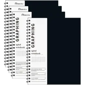 Graph Paper Notebook Spiral Notebook 8.5" x 11"-4 Pack Grid Paper Notebook Graph notebook Engineering notebook 120 Pages 100 GSM Thick Graphing Paper Notebook Hardcover Journal for School,