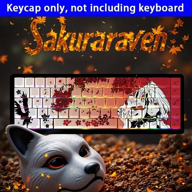 Pbt Dye Sublimation Japanese Anime Keycaps, 130 Keys, Cherry Profile, Custom Keycap Set, Compatible with Multiple Layouts, Includes Key Puller
