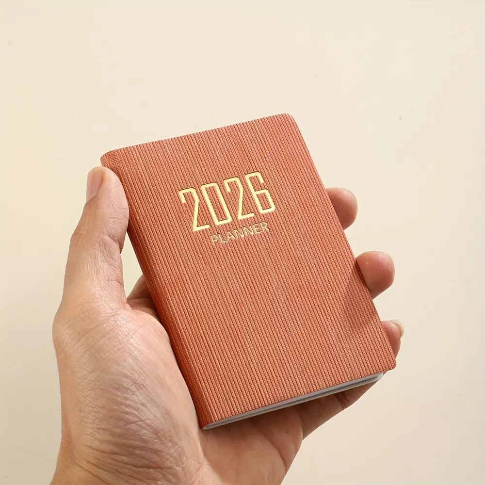 A7 Mini Weekly Planner 2026, 128 Pages - Thin Pocket Calendar with Daily & Weekly Layout, PU Leather Cover, 4.17x3.07 Inches, English, Adult Weekly Planner, Sleek Weekly Planner, PU Leather Cover Planner, Weeks Planner