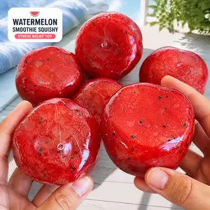 Handmade Moldable Watermelon Slush Squishy Toy - Salt Granule & Safe Gel Filled, Indentable Design with Crisp ASMR Crunch Sounds, High Playability Sensory Fidget Toy for Kids & Adults, Stress Relief Novelty Gift