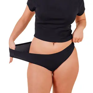 Pixie Organic Cotton Period Underwear for Women, Teens & Plus Size – Leakproof Bikini with BloatFit Technology for Feminine Care, Soft & Breathable, Absorbs 5–7 Tampons – Size XS to 3XL Black