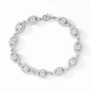 【#B393】Evil Eye Tennis Bracelet UCClYO Sparkling Synthetic Moissanite Chain Bracelet S925 Sterling Silver