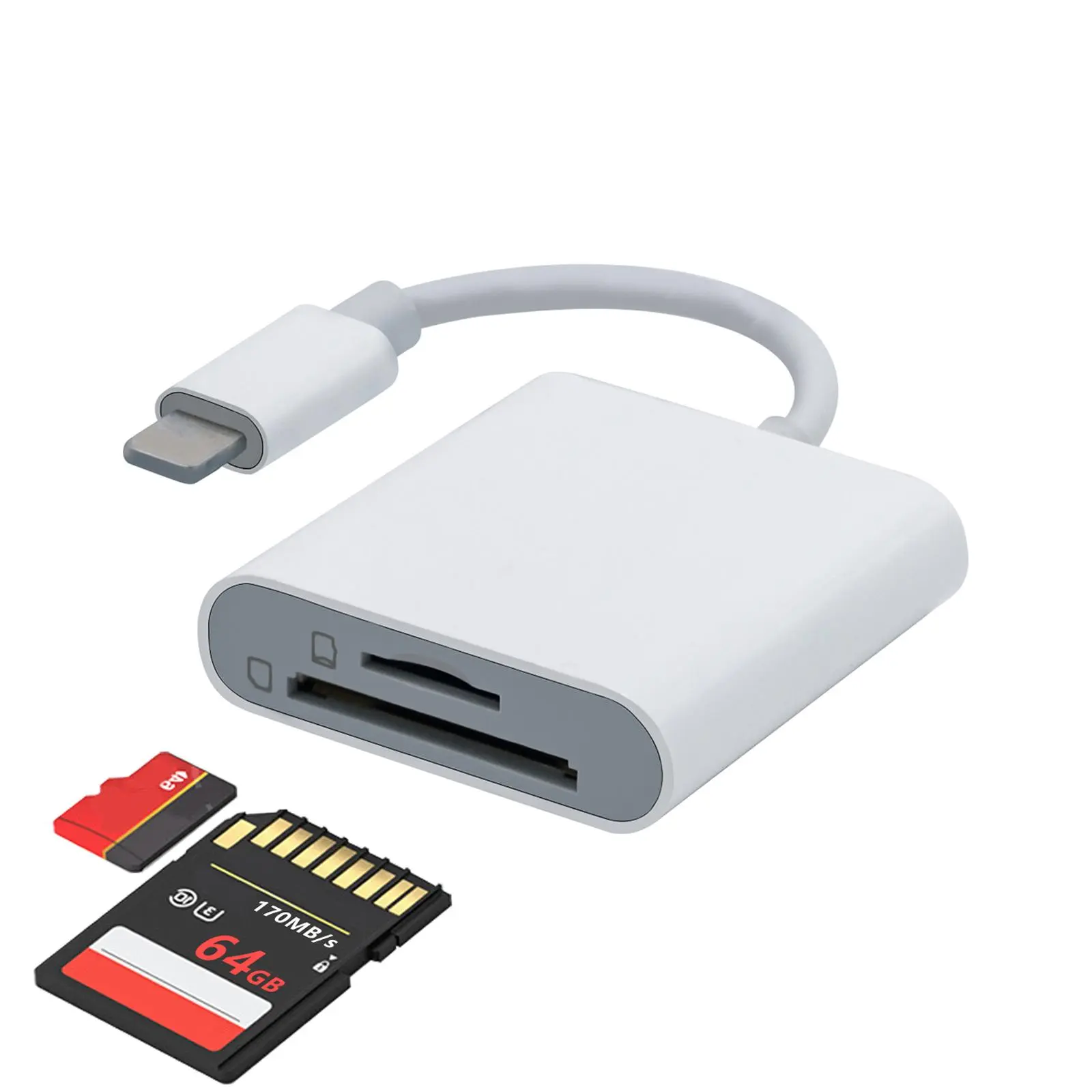 AIELOAR 2 in 1 Card Reader, Micro SD Cards, USB 2.0 to SD Card Adapter, SD Card Reader, Portable Card Reader, Memory Card Reader for iPhone 14 Pro Max/13/12/11/XR
